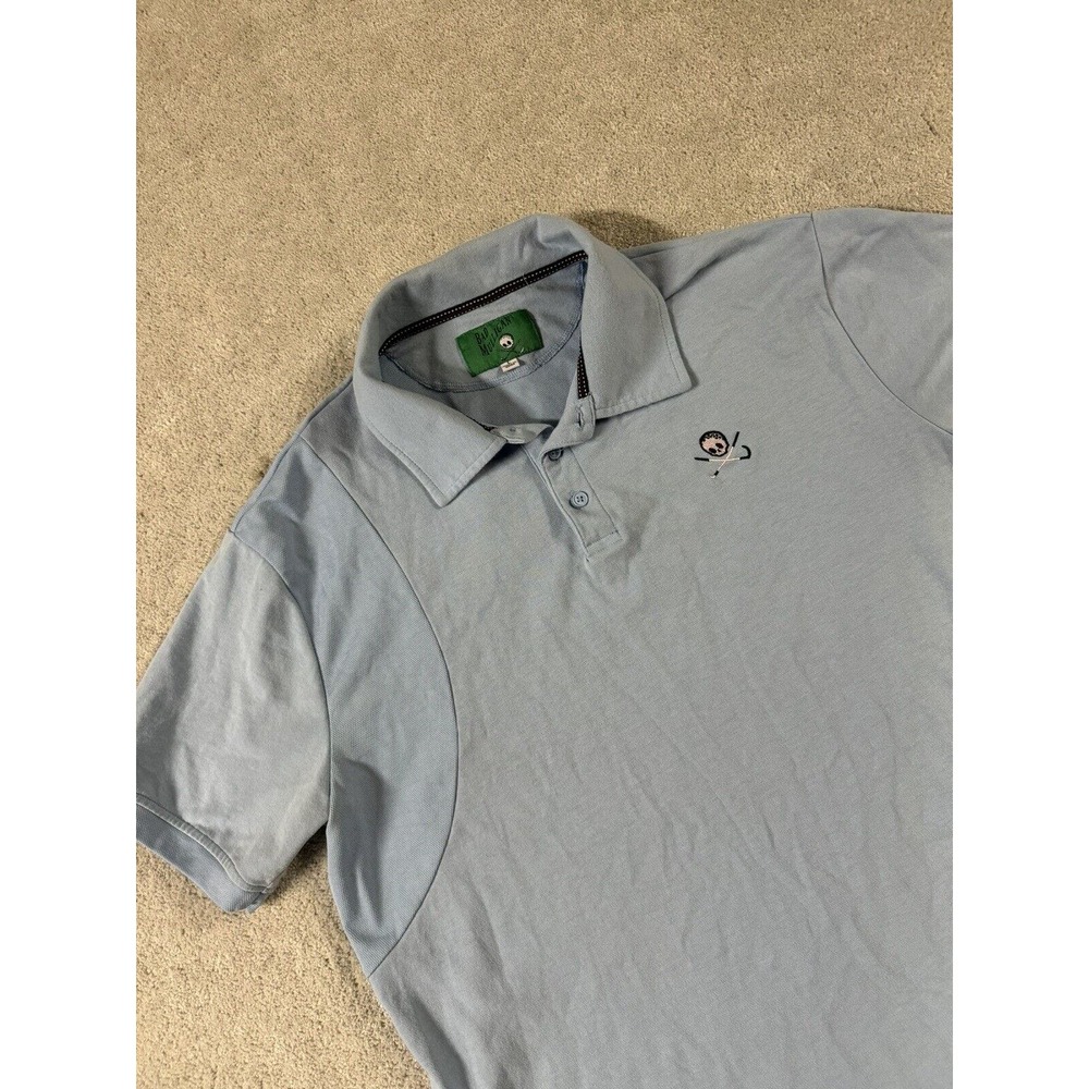 Bad Mulligan Blue Short Sleeve Golf Polo Shirt‎ Men's Size Large EUC